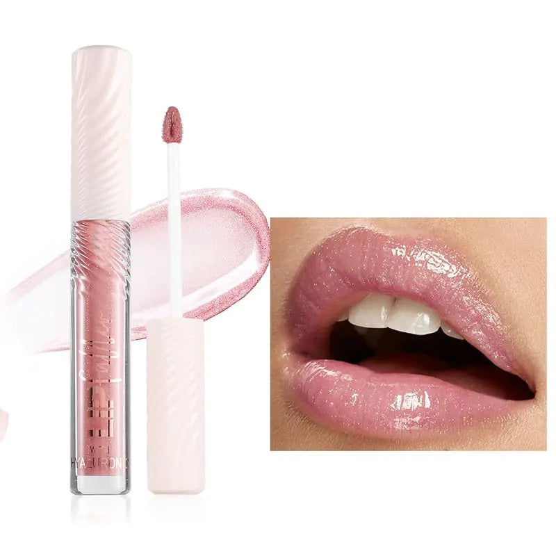 DLZZRS Hyaluronic Acid Lip Gloss Clear Lip Gloss Moisturizing Hydrating Lip Gloss Mirror Lip Glaze Oil Lip Filler Plumper Plumping Pearl Lip Gloss Natural Sheer Lip Gloss Vegan Tinted Lip Gloss(02#